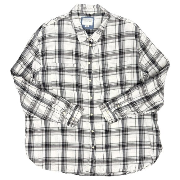 Women's AMERICAN EAGLE Oversized Thin Flannel Shirt Snap Down | Size XL - Picture 2 of 8